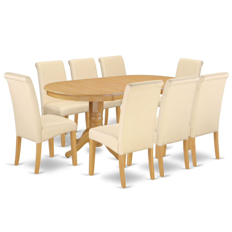 Charlton Home® Pardue Oval Room Table 9 Piece Extendable Solid Wood